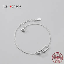 La monada pulseiras para mulher prata 925 esterlina na mão escovado retangular corrente fina prata 925 jóias pulseira mulher meninas 2024 - compre barato