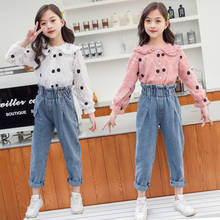 Children Clothing 2021 Spring Summer Teens Girls Clothes Top+Jeans 2pcs Outfit Kids Suit For Girls Clothing Sets 6 8 10 12 Years 2024 - buy cheap