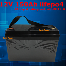 lithium 12.8V 12V 150AH lifepo4 battery pack deep cycle for Solar energy storage RV golf cart scooter inverter +10A Charger 2024 - buy cheap