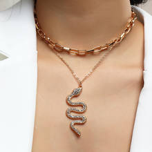 Collar de serpiente de oro Vintage para mujer, cadena gruesa Punk, colgante de Animal de cristal, joyería bohemia de moda, regalo 2021 2024 - compra barato