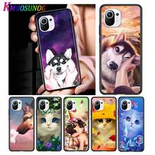 Cute Dog Cat for Xiaomi Mi 11 10T Note 10 Ultra 5G 9 9T SE 8 A3 A2 A1 6X Pro Play F1 Lite 5G Black Phone Case 2024 - buy cheap