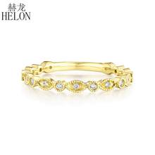 HELON Solid 10K Yellow Gold 0.1ct Genuine Natural Diamonds Engagement Wedding Ring For Women Birthday Anniversarry Best Gift 2024 - buy cheap