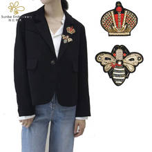 Corona de cristal con cuentas, abeja, apliques bordados de seda india, insignias, broche, zapatos decorados 2024 - compra barato