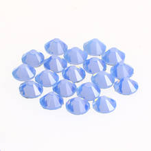 Azul opal ss20 strass hotfix strass cristal pedras de vidro plana volta strass para roupas vestido de costura decoração do prego 2024 - compre barato