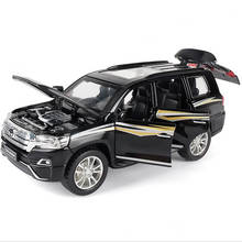 1/32 Escala Toyota Land Cruiser Modelo de Simulação de Liga de Zinco Die-casting de Som E Luz Puxar Para Trás Brinquedo Carro Crianças brinquedos 2024 - compre barato