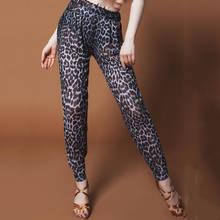 Latin Dance Pants Lady Leopard Print High-Stretch Mesh Hollow Waist Trousers Adults Practice Cha Cha Samba Tango Salsa DNV13139 2024 - buy cheap