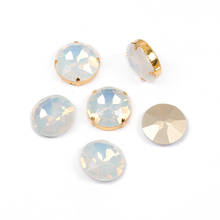 New Crystal Glass White opal Round sew on rhinestones with claw Fancy Stones rhinestones DIY Garment Jewelry Accessories 2024 - buy cheap