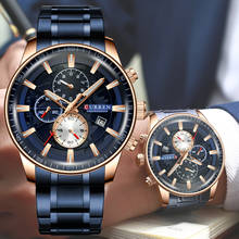 Curren relógio de pulso de quartzo masculino, relógio de marca impermeável de aço inoxidável estiloso esportivo para homens data 2024 - compre barato