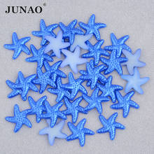 Junao 50pc 18mm safira estrela do mar strass apliques flatback cabochon gemas pedra sem hotfix strass adesivo para decoração diy 2024 - compre barato