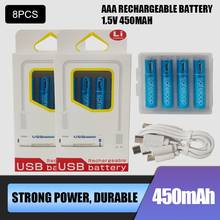 Tecnologia 8pcs! Bateria recarregável usb 1.5v aaa 600mah li-polímero, pilhas de controle remoto, baterias de carro de brinquedo 2024 - compre barato