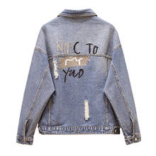 Embroidery Denim Jacket Women Turn-down Collar Jeans Coat Streetwear Jean Jackets Casual Tops 4xl 5xl 2024 - buy cheap