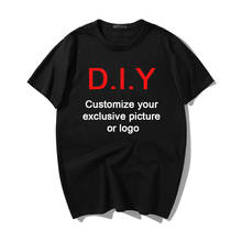 Camiseta de algodão estampa diy com gola redonda, camiseta masculina personalizada seu design exclusivo, manga curta fashion streetwear dzs5mc 2024 - compre barato