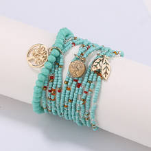 Pulseiras femininas, braceletes estilo boêmio com múltiplas camadas, com contas, joias para as mulheres, conjunto de árvore da vida, 2020 2024 - compre barato