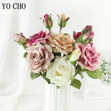 Ramo de flores artificiales de seda para decoración del hogar, ramo de flores blancas falsas para boda, novia, 47cm, baratas 2024 - compra barato