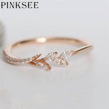 Pinksee креативное маленькое милое оливковое дерево ветка с листьями кольцо для женщин девочек Свадебная вечеринка Кристалл сустав пальца кольцо Размер 5-10 2024 - купить недорого