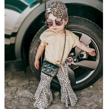 Комплект одежды из 3 предметов для маленьких девочек топы с короткими рукавами + леопардовые брюки + повязка на голову 2024 - купить недорого