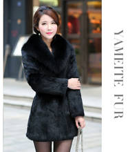 Casaco de pele de coelho com gola com raposa, jaqueta feminina quente de inverno 2024 - compre barato