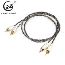 XSSH-Cable de extensión de Audio HIFI OFC, de cobre puro, plateado, trenzado Aux, 2RCA a 2RCA 2024 - compra barato
