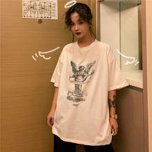 Camiseta feminina folgada com frase estampada, casual, camiseta, japonesa, kawaii, ulzzang, feminina, coreana, harajuku, roupas para mulheres 2024 - compre barato