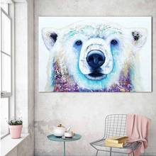Quadros em tela posters parede decorativa urso branco animal pintura a óleo imagem da parede para sala de estar arte casa 2024 - compre barato