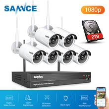 SANNCE-sistema de cámaras de seguridad IP para exteriores, videocámaras de vigilancia CCTV inalámbricas con detección humana por Ia, WiFi, 8 canales, 1080p, 6 unidades 2024 - compra barato
