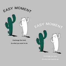 22x17cm Fashion Cactus Cat Iron on Patches For DIY Heat Transfer Clothes T-Shirt Thermal Stickers Decoration Printing 2024 - buy cheap