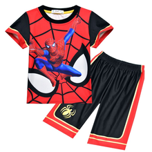 Conjunto de ropa de dibujo de Spider-Man para niños, camiseta + Pantalones, conjunto de dos piezas, moda de verano para niños de 3 a 8 años 2024 - compra barato