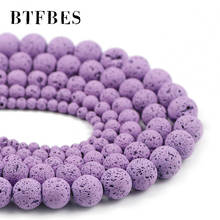 BTFBES Light Purple Rubber Lava Beads Volcanic Rock Natural Stone 4 6 8 10 12mm Loose beads for Jewelry Bracelet Making DIY 15'' 2024 - buy cheap