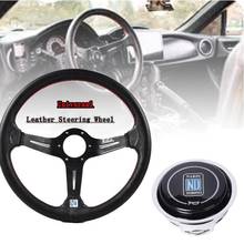 New ND 14inch/350mm Carbon Fiber look Genuine Leather Steering Wheel Drift Sport Steering Wheels 2024 - buy cheap