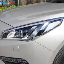 Para hyundai sonata 2015 2016 abs chrome cabeça luz da lâmpada capa guarnição frente farol quadro trims estilo do carro acessórios 2 pçs 2024 - compre barato