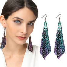 Shiny Multicolored Long Drop Earrings For Women Brides Classic Geometry Square Dangle Earring Wedding Party Jewelry Gift 2024 - buy cheap