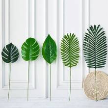 Folhas tropicais de palmeira monstera, plantas artificiais, folhas de plástico verdes, acessórios de decoração para jardim doméstico, 1 peça 2024 - compre barato
