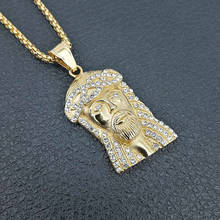 Hip Hop Rhinestones Paved Bling Iced Out Stainless Steel JESUS Piece Pendants Necklaces for Men Rapper Jewelry Drop Shipping 2024 - buy cheap