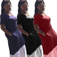 Verão feminino 2020 nova moda rua estilo casual vestidos longos manga curta em torno do pescoço bolsos chão-comprimento vestidos longos 2024 - compre barato