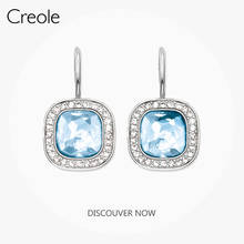 Drop Dangle Earrings Square Crystal Blue Pink,2019 Accessories Fashion Jewelry 925 Sterling Silver Trendy Daily Gift For Women 2024 - buy cheap