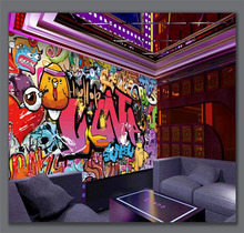 Xuesu carta grafite bar ktv tv quarto fundo parede personalizado 8d papel de parede foto 3d 2024 - compre barato