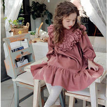 DFXD 2021 Spring Autumn Girls Princess Dress For 2-10T Korean Style Long Sleeve Lace Ruffles Elegant Outfit Party Dress Vestido 2024 - buy cheap