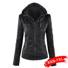 Plus Size Faux Gothic Leather 5XL 6XL 8XL Women Hoodies Winter Autumn Motorcycle Black Outerwear Pu Jacket Coat 2024 - buy cheap