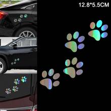 12.8 x 5.5 CM Laser Vinyl Pet Paw Pattern Car Sticker Outdoor Reflective Car Motorcycle Body Bumper Hood  Decals Window Sticker 2024 - buy cheap