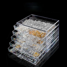 Caixa de armazenamento de jóias de unhas 5 camadas caixa de jóias 120 grade caixa de diamante caixa de armazenamento de jóias caixa de gaveta transparente organizador de armazenamento 2024 - compre barato