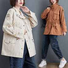 2021 New Spring Autumn Korea Army Green Trench Coat Women Long Sleeve Femmes Windbreaker Female Casual Street Outerwear 2024 - buy cheap