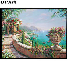 Pintura diamante quadrado completo/broca redonda seaside castle 5d daimond pintura bordado cruz kit mosaico strass imagem y324 2024 - compre barato