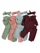Citgeett-Camiseta de manga larga de chándal para niñas recién nacidas, conjunto de 2 uds. De ropa lisa y pantalones, para primavera y otoño, de 0 a 24 meses 2024 - compra barato
