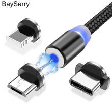 BaySerry Magnetic Cable USB Type C Cable For iPhone 11 Pro Max XR Samsung S9 Xiaomi LED Magnetic Fast Charging Micro USB C Cable 2024 - buy cheap