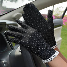Women's Cotton Summer Gloves Lace Patchwork Gloves Anti-skid Sun Protection Driving Short Thin Gloves Dot Women Gloves 2024 - buy cheap