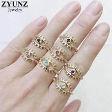 10PCS, Gold Color Eye Rings For Lady Women Party Gift Finger Jewelry Classic Enamel Lucky Ring 2024 - buy cheap