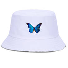 Blue Butterfly Bucket Hat Foldable Cotton Harajuku Fisherman's Hats Sunscreen Casual Beach Sun Cap Unisex Outdoor Panama Caps 2024 - buy cheap