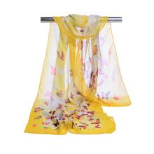 160*50cm Sun protection Spring and summer Print woman Scarf butterfly Chiffon girl Women Scarf Pareo Wrap Sunscreen Long Cape 2024 - buy cheap