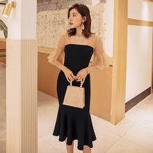 YIGELILA Autumn Elegant Patchwork Dress Square Collar Dinner Party Dress Lantern Sleeves Mid-calf Mermaid Dress 65191 2024 - buy cheap