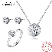 Conjuntos de joyas de lujo para mujer, de plata de ley 100% 925, collares de circonita redonda AAA, conjunto de anillos, joyería fina 2024 - compra barato
